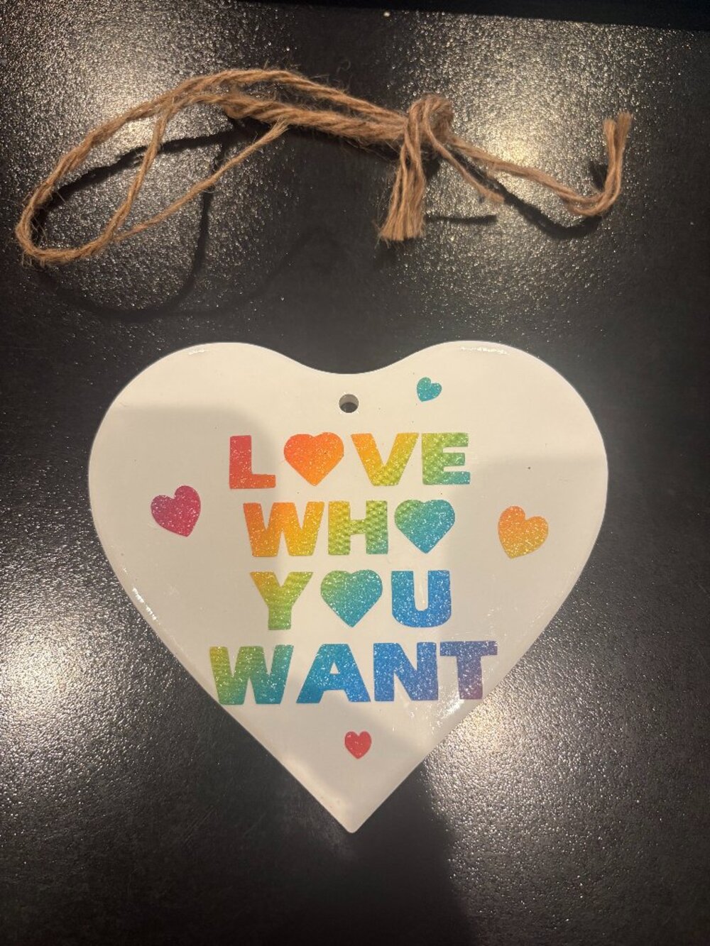 Love Who You Want Rainbow LBGTQ+ Gay Pride Ornament Home Decor Rainbow Ceramic